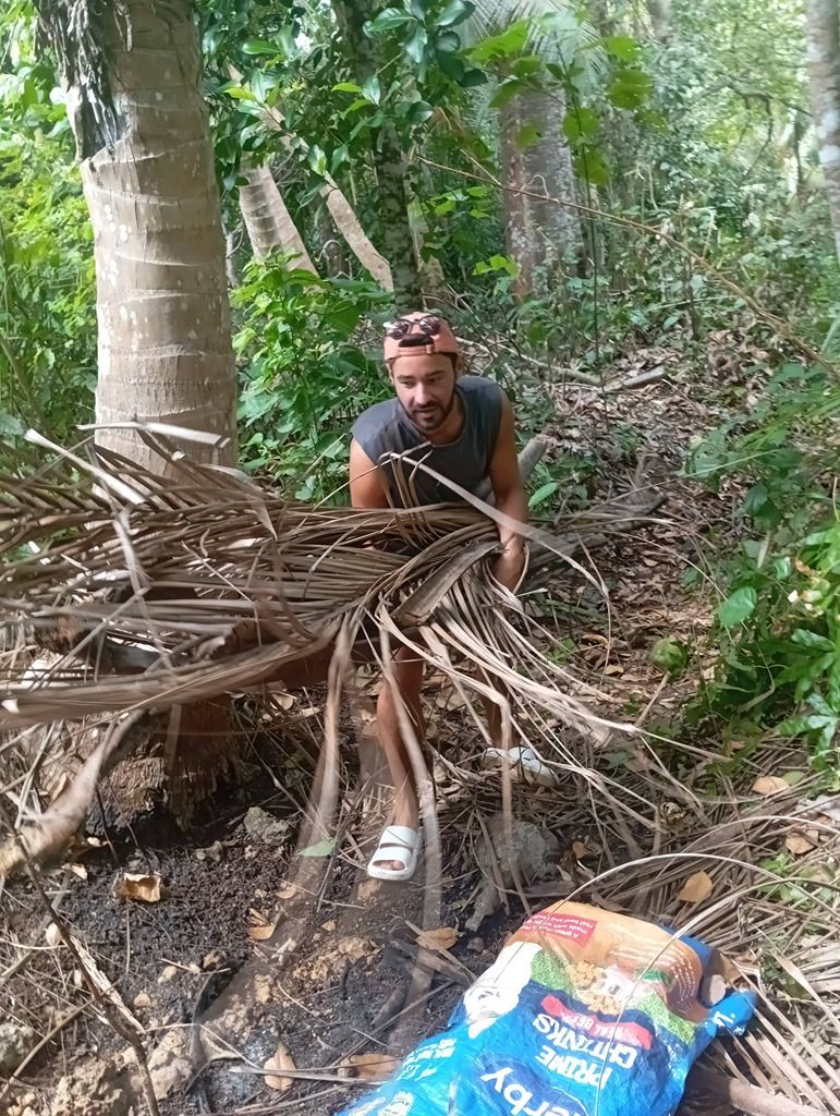 Volunteer caring for rescued animals