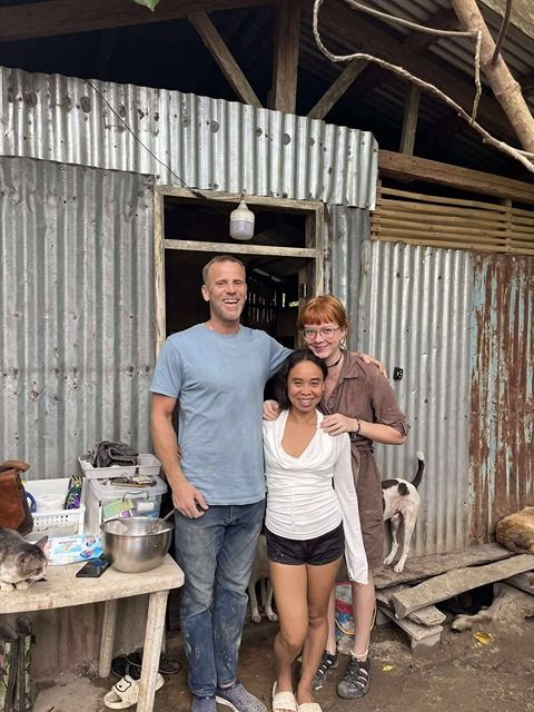 Volunteer caring for rescued animals